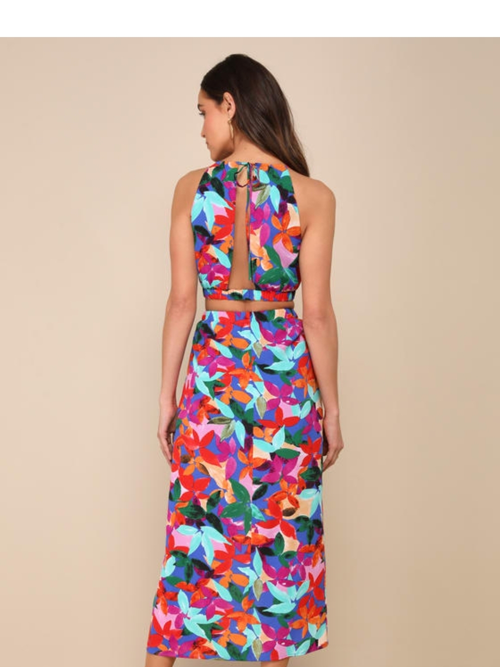 Lulu's Multicolor Floral Maxi Dress with Crop Top - Picture 4 of 4